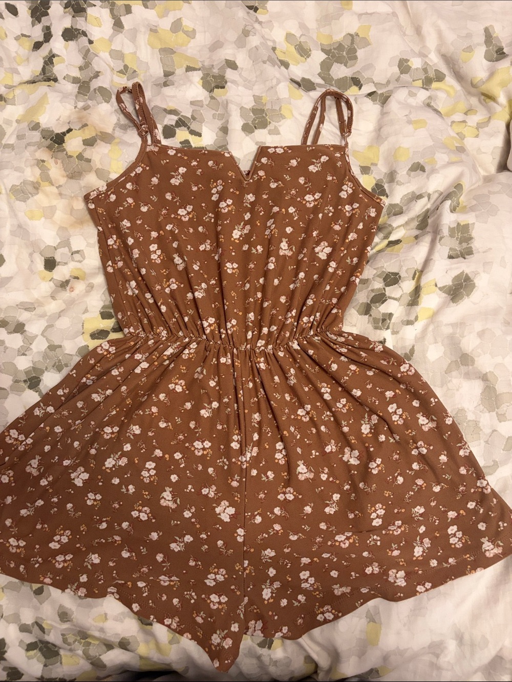 ARDENE SIZE S Girls Brown Floral Romper Dress